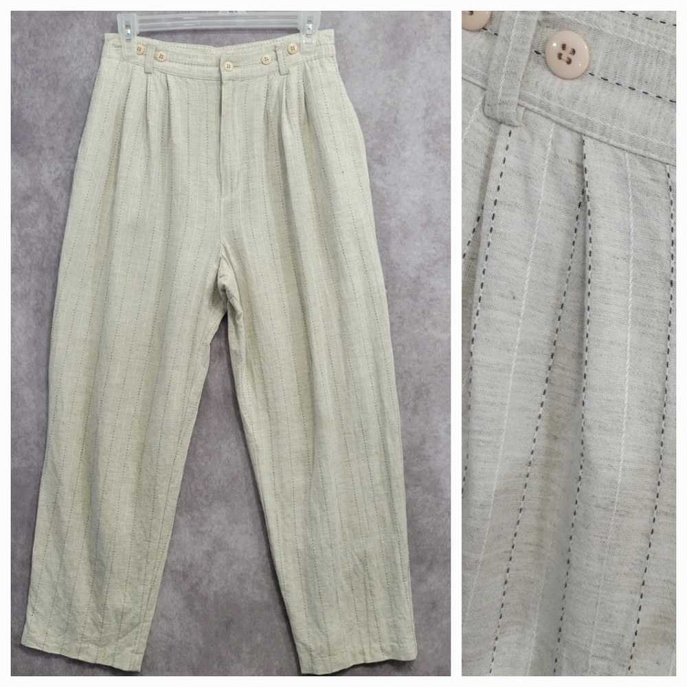 Vintage Made in USA Linen Blend High Rise Pants size Small